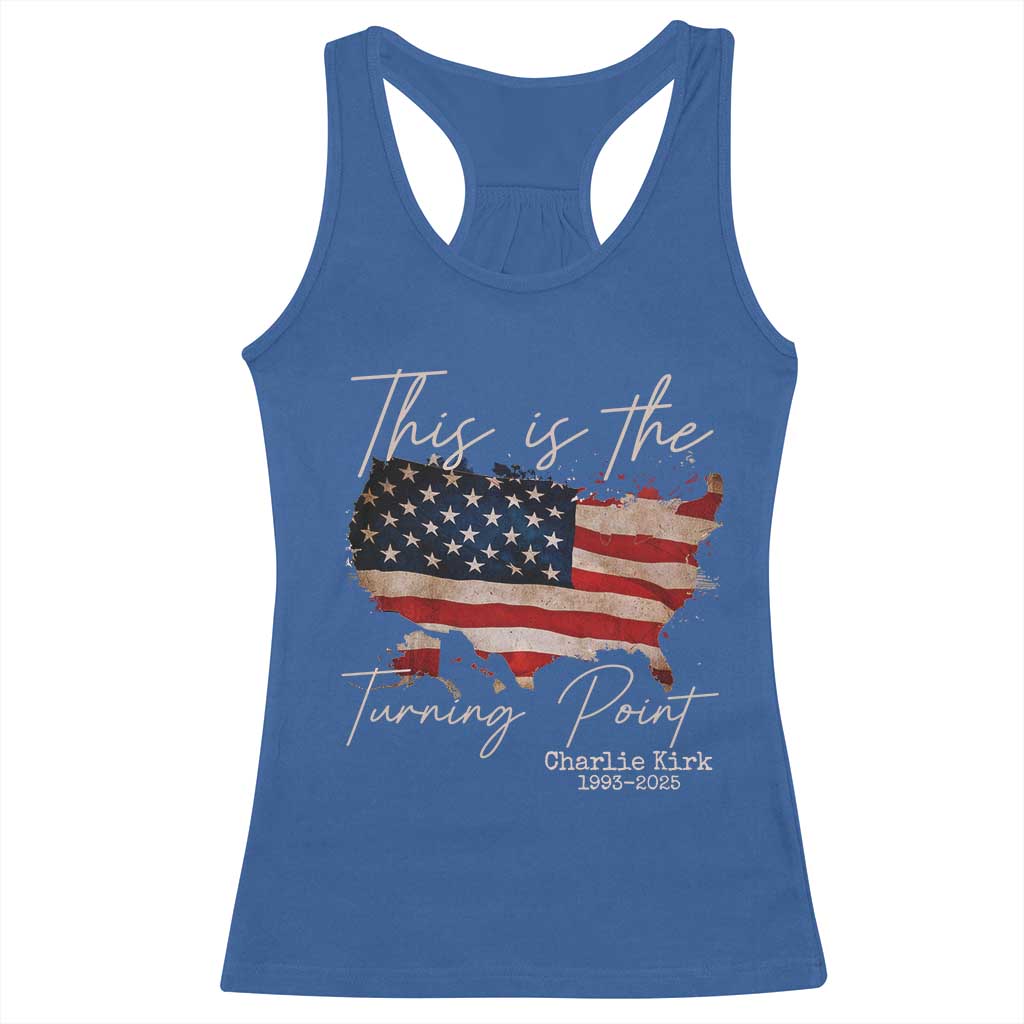 This Is The Turning Point Racerback Tank Top Patriotic American Map Vintage USA Flag - Wonder Print Shop
