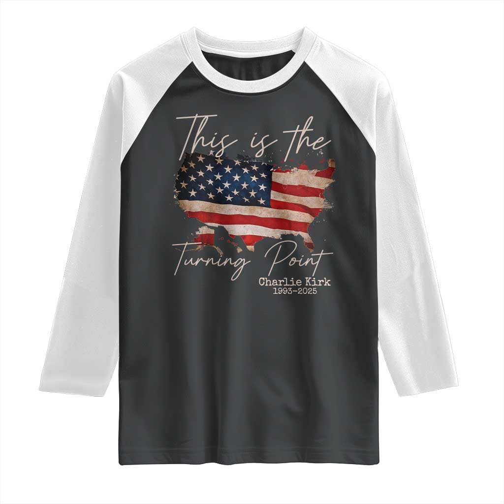 This Is The Turning Point Raglan Shirt Patriotic American Map Vintage USA Flag - Wonder Print Shop