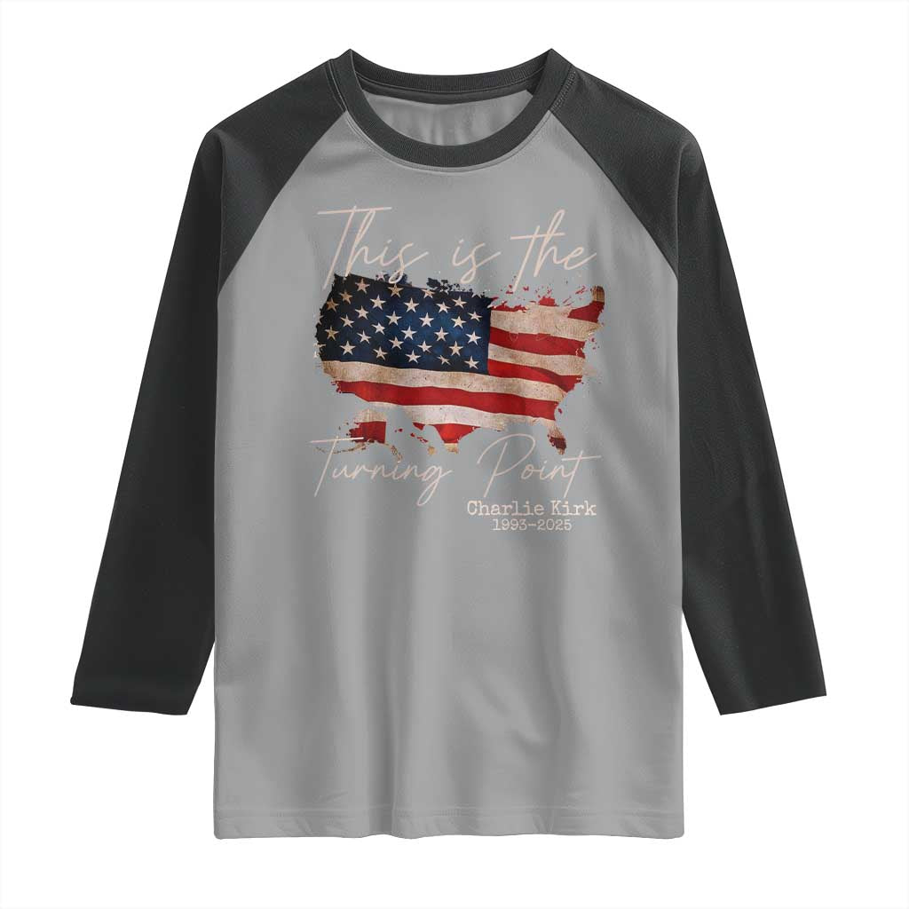 This Is The Turning Point Raglan Shirt Patriotic American Map Vintage USA Flag - Wonder Print Shop