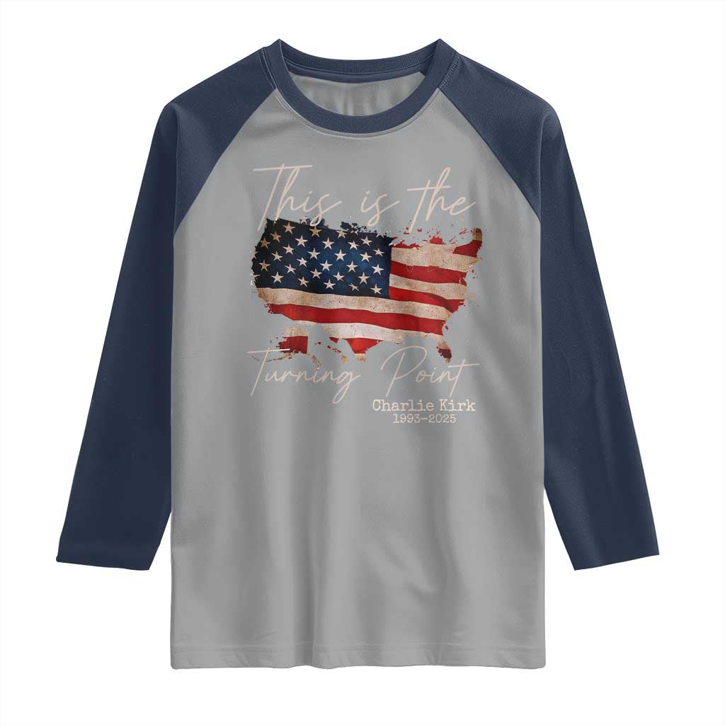 This Is The Turning Point Raglan Shirt Patriotic American Map Vintage USA Flag - Wonder Print Shop
