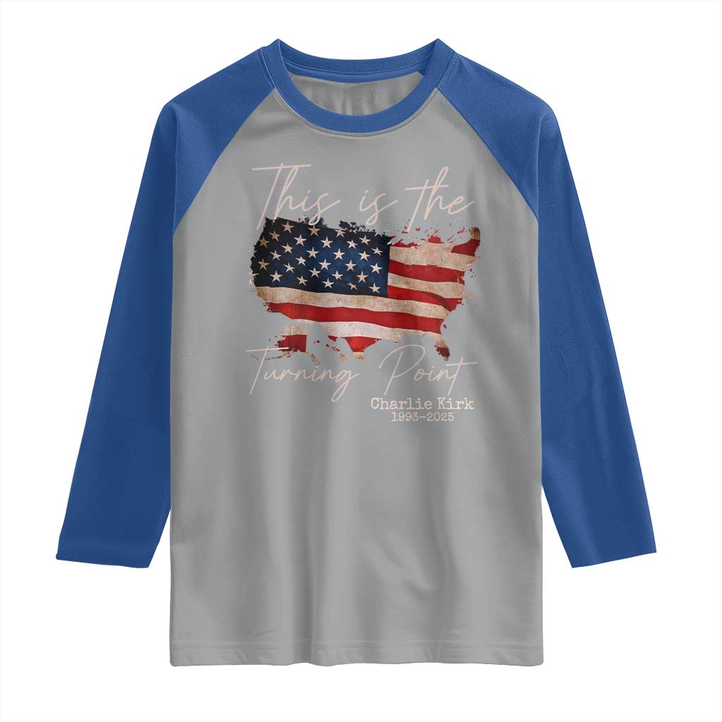 This Is The Turning Point Raglan Shirt Patriotic American Map Vintage USA Flag - Wonder Print Shop