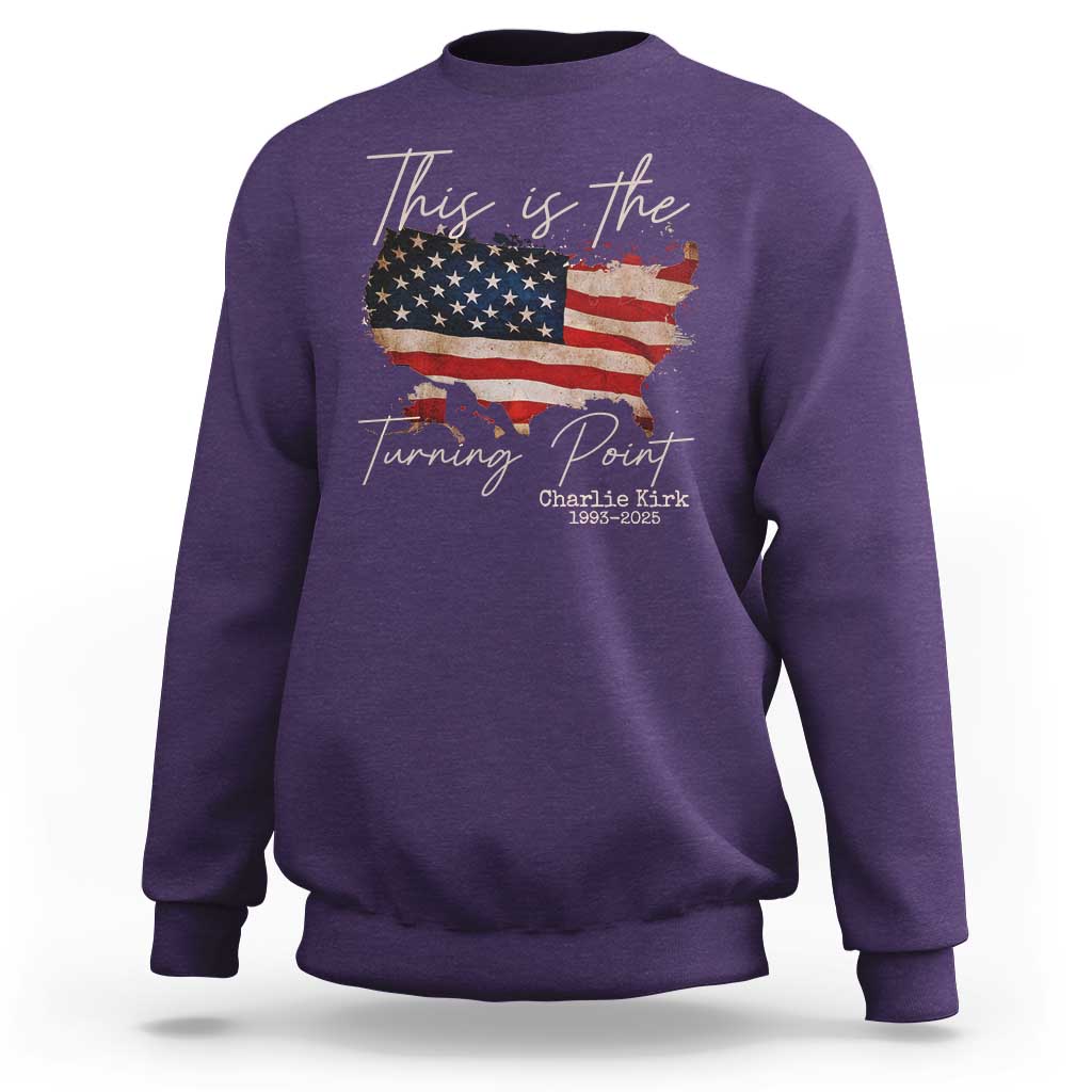 This Is The Turning Point Sweatshirt Patriotic American Map Vintage USA Flag - Wonder Print Shop