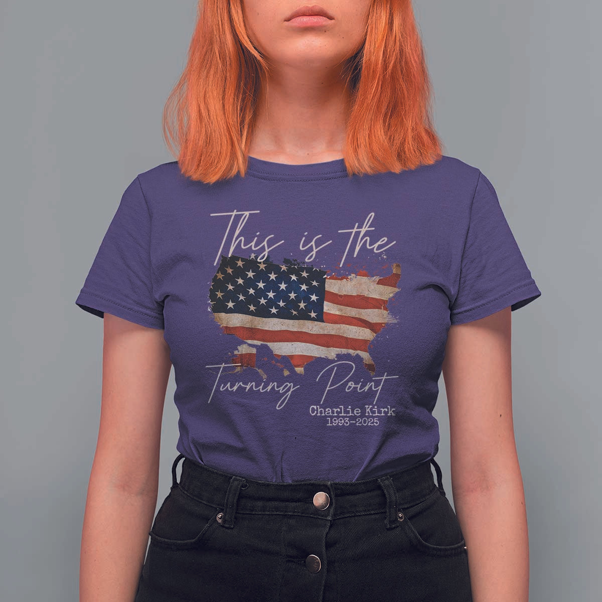 This Is The Turning Point T Shirt For Women Patriotic American Map Vintage USA Flag - Wonder Print Shop