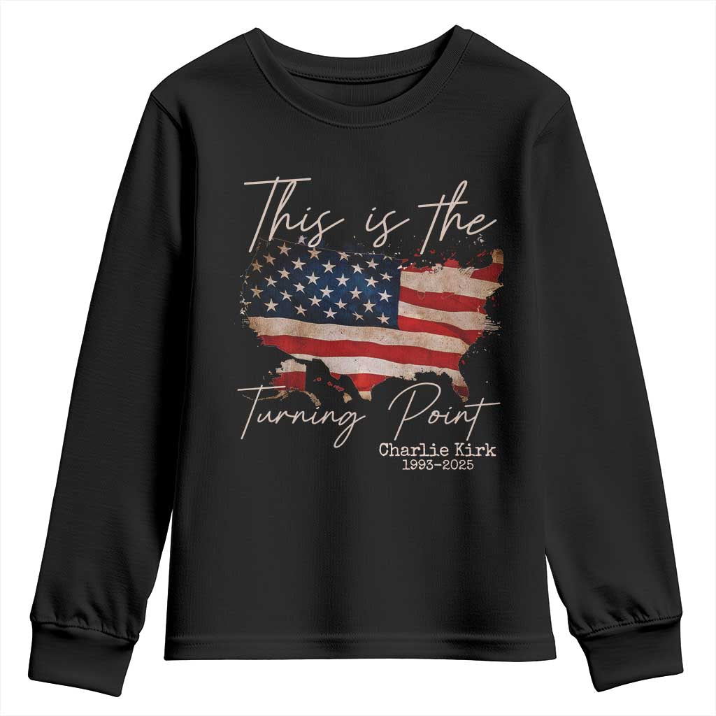 This Is The Turning Point Youth Sweatshirt Patriotic American Map Vintage USA Flag - Wonder Print Shop