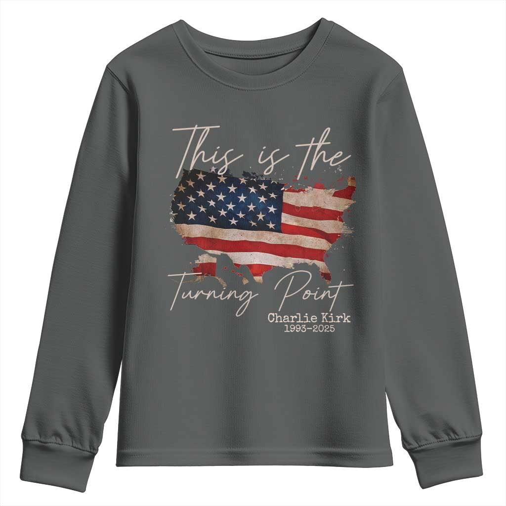 This Is The Turning Point Youth Sweatshirt Patriotic American Map Vintage USA Flag - Wonder Print Shop