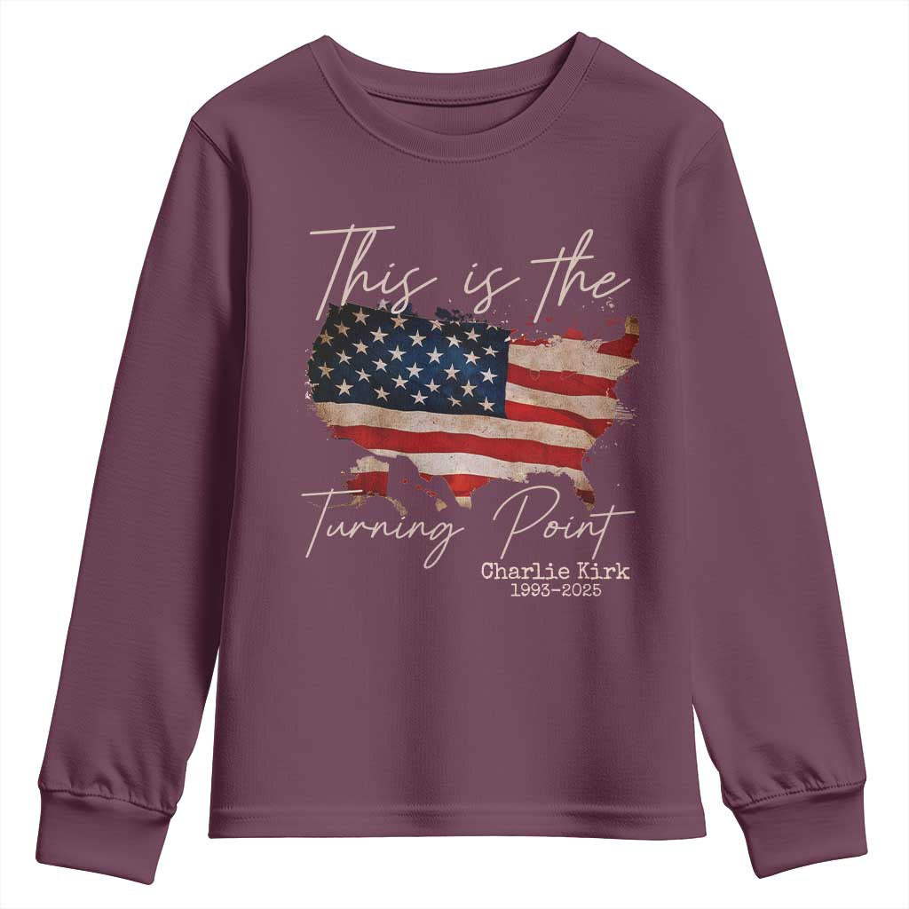 This Is The Turning Point Youth Sweatshirt Patriotic American Map Vintage USA Flag - Wonder Print Shop