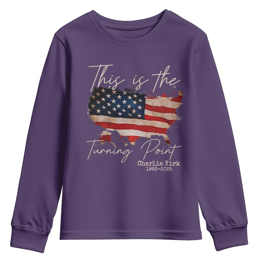 This Is The Turning Point Youth Sweatshirt Patriotic American Map Vintage USA Flag - Wonder Print Shop
