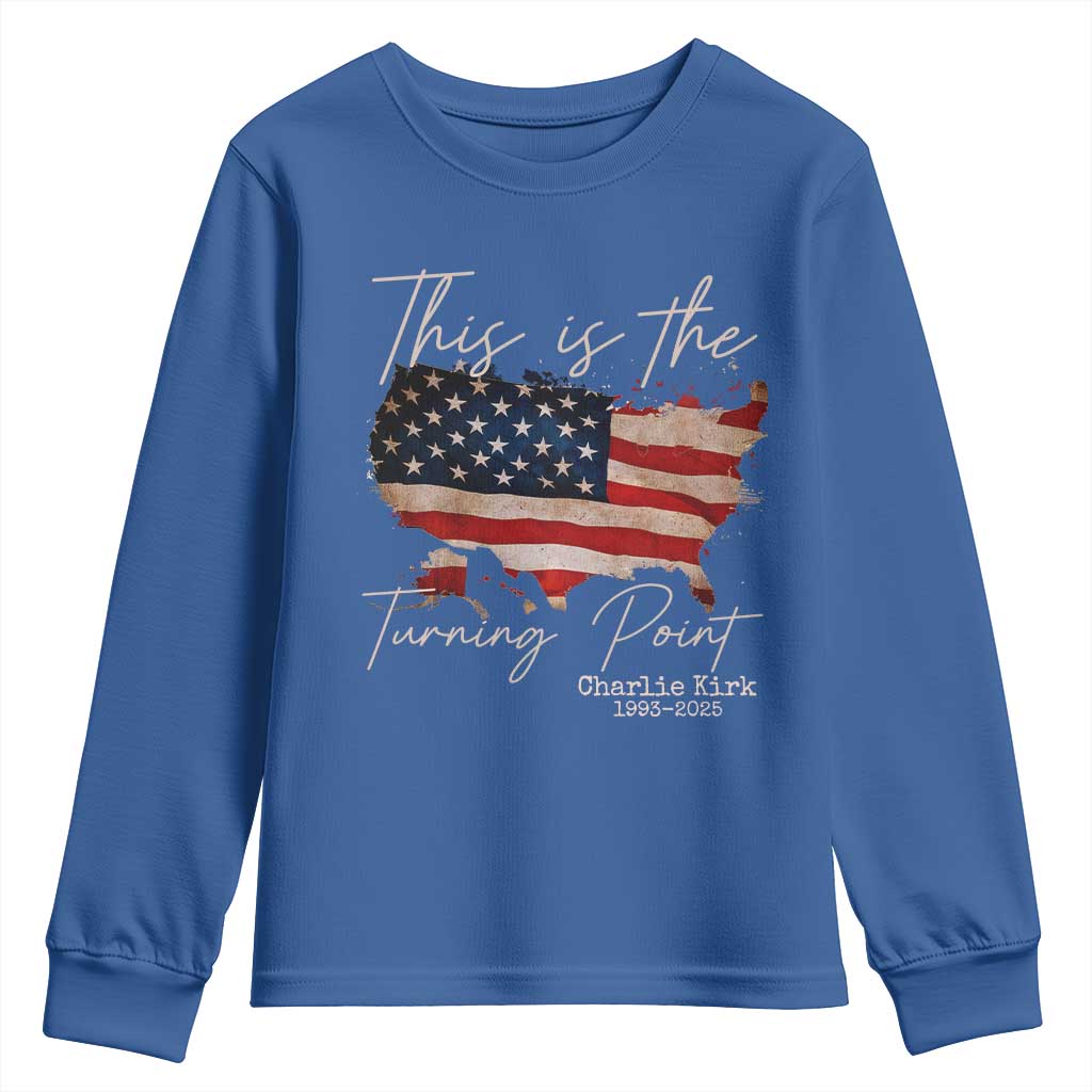 This Is The Turning Point Youth Sweatshirt Patriotic American Map Vintage USA Flag - Wonder Print Shop