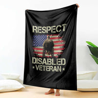 Respect Disabled Veteran Throw Blanket Military Soldier Vintage American Flag - Wonder Print Shop