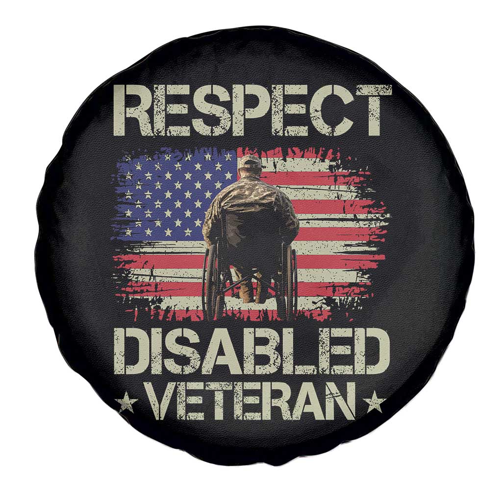 Respect Disabled Veteran Spare Tire Cover Military Soldier Vintage American Flag - Wonder Print Shop
