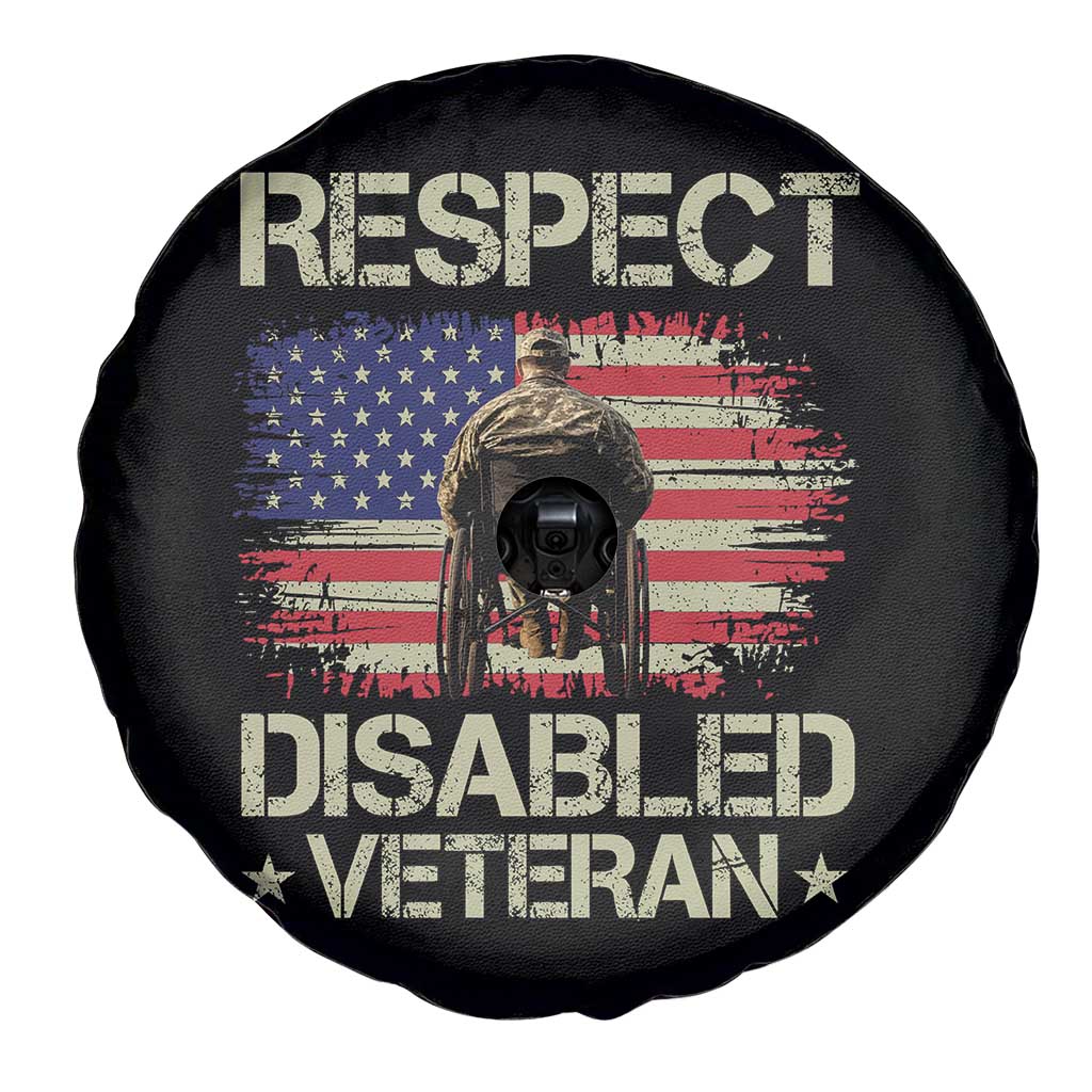 Respect Disabled Veteran Spare Tire Cover Military Soldier Vintage American Flag - Wonder Print Shop