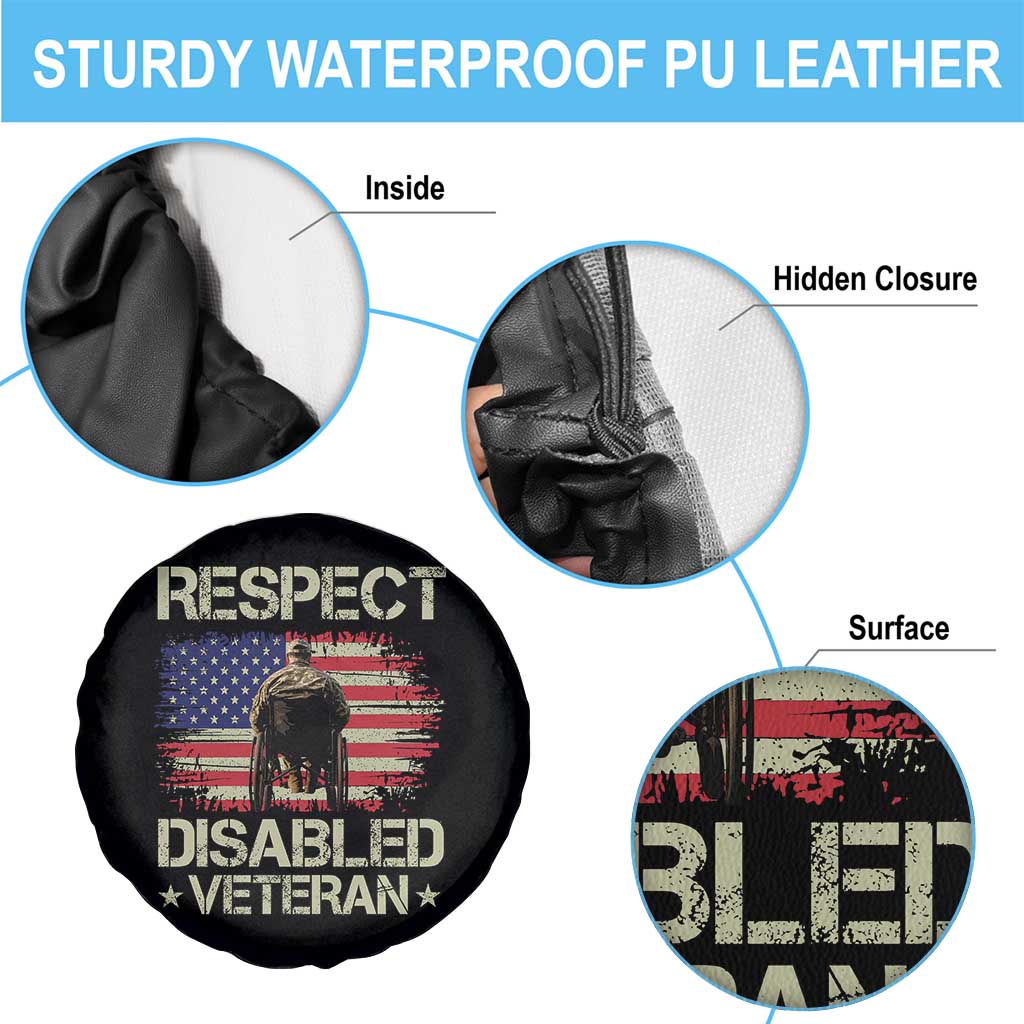 Respect Disabled Veteran Spare Tire Cover Military Soldier Vintage American Flag - Wonder Print Shop