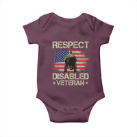 Respect Disabled Veteran Baby Onesie Military Soldier Vintage American Flag - Wonder Print Shop