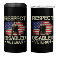Respect Disabled Veteran 4 in 1 Can Cooler Tumbler Military Soldier Vintage American Flag - Wonder Print Shop