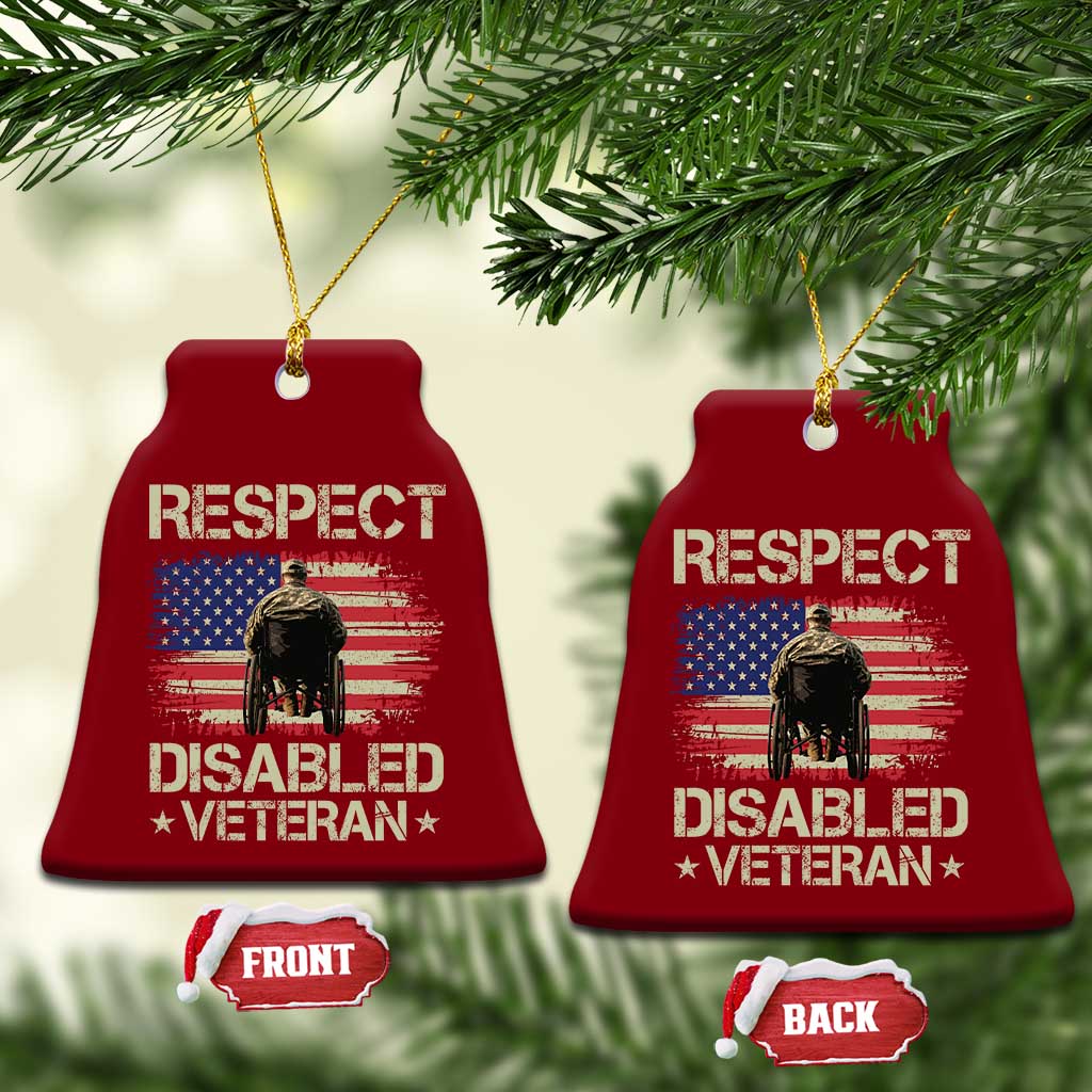 Respect Disabled Veteran Ceramic Ornament Military Soldier Vintage American Flag - Wonder Print Shop