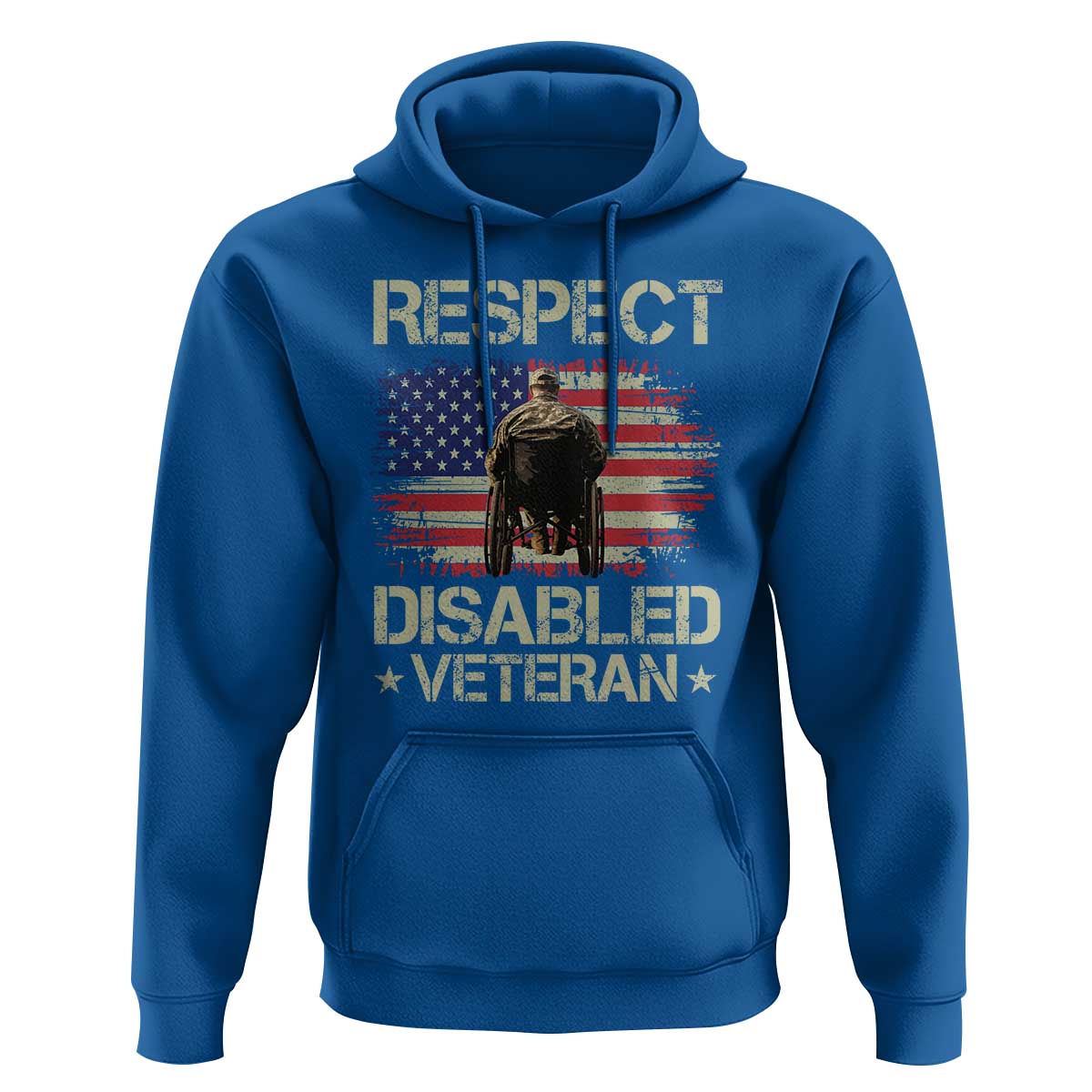 Respect Disabled Veteran Hoodie Military Soldier Vintage American Flag - Wonder Print Shop