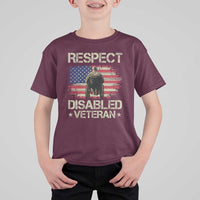 Respect Disabled Veteran T Shirt For Kid Military Soldier Vintage American Flag - Wonder Print Shop