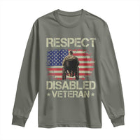 Respect Disabled Veteran Long Sleeve Shirt Military Soldier Vintage American Flag - Wonder Print Shop