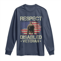 Respect Disabled Veteran Long Sleeve Shirt Military Soldier Vintage American Flag - Wonder Print Shop