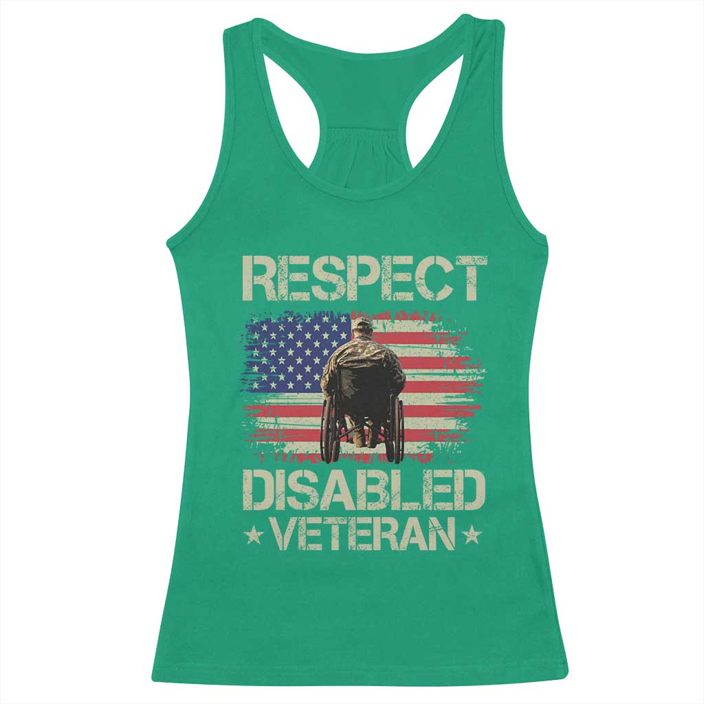 Respect Disabled Veteran Racerback Tank Top Military Soldier Vintage American Flag - Wonder Print Shop
