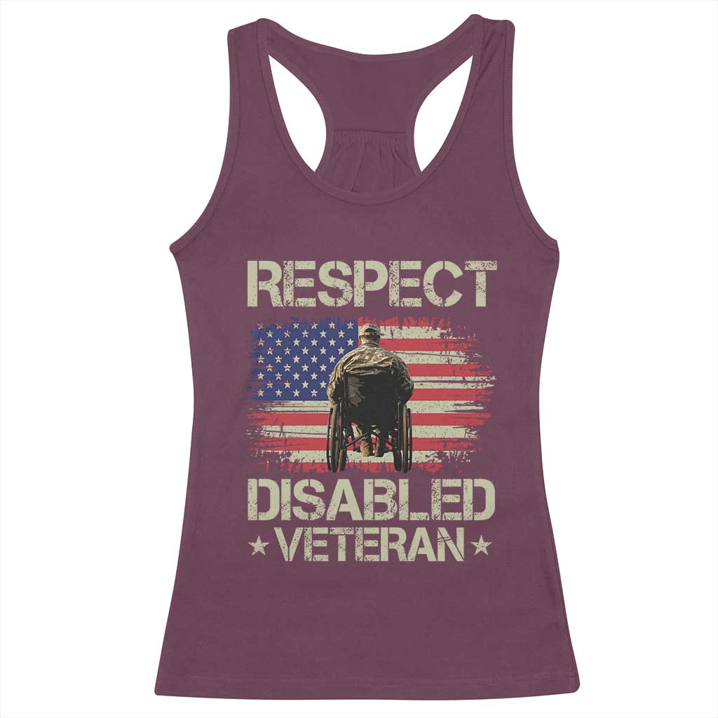 Respect Disabled Veteran Racerback Tank Top Military Soldier Vintage American Flag - Wonder Print Shop