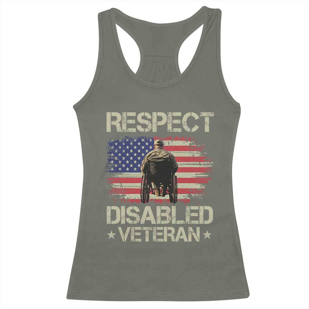 Respect Disabled Veteran Racerback Tank Top Military Soldier Vintage American Flag - Wonder Print Shop