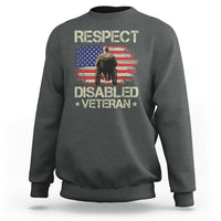 Respect Disabled Veteran Sweatshirt Military Soldier Vintage American Flag - Wonder Print Shop