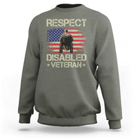 Respect Disabled Veteran Sweatshirt Military Soldier Vintage American Flag - Wonder Print Shop
