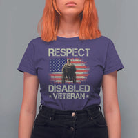 Respect Disabled Veteran T Shirt For Women Military Soldier Vintage American Flag - Wonder Print Shop