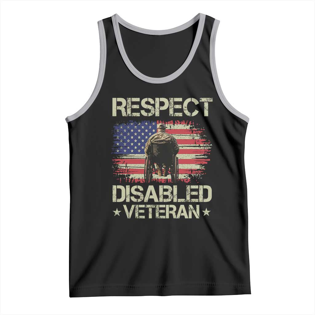 Respect Disabled Veteran Tank Top Military Soldier Vintage American Flag - Wonder Print Shop