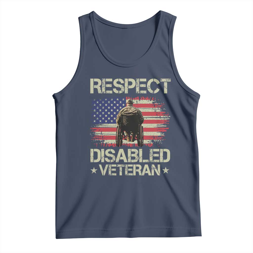 Respect Disabled Veteran Tank Top Military Soldier Vintage American Flag - Wonder Print Shop