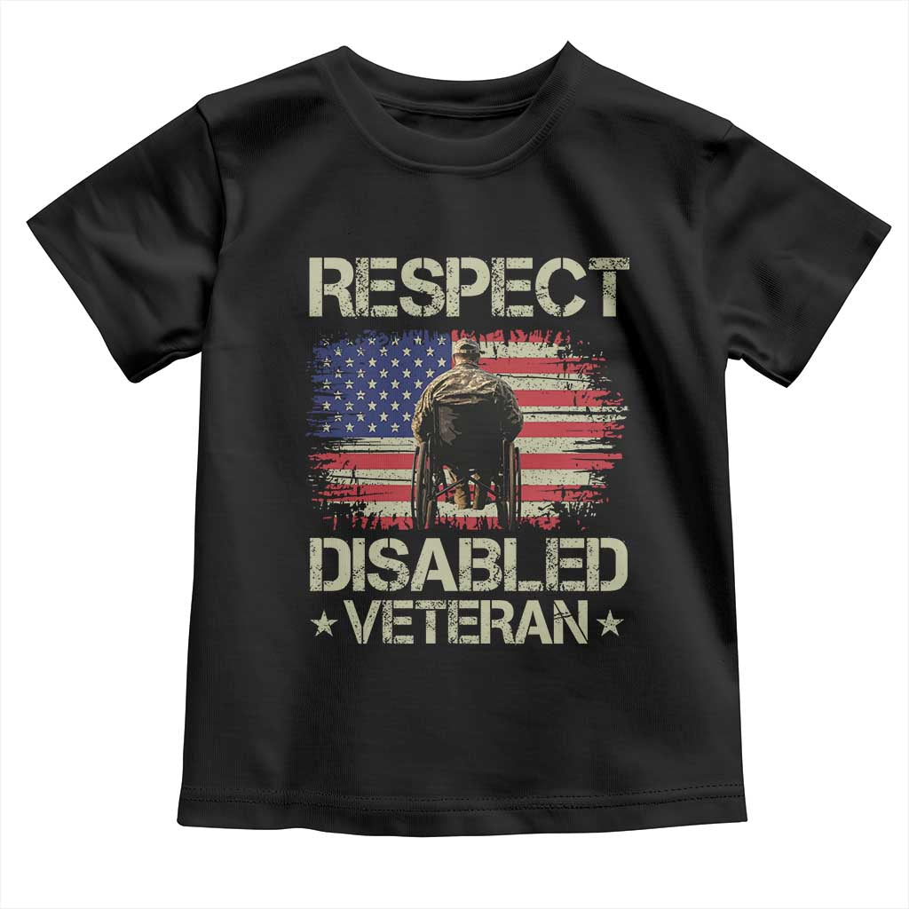 Respect Disabled Veteran Toddler T Shirt Military Soldier Vintage American Flag - Wonder Print Shop