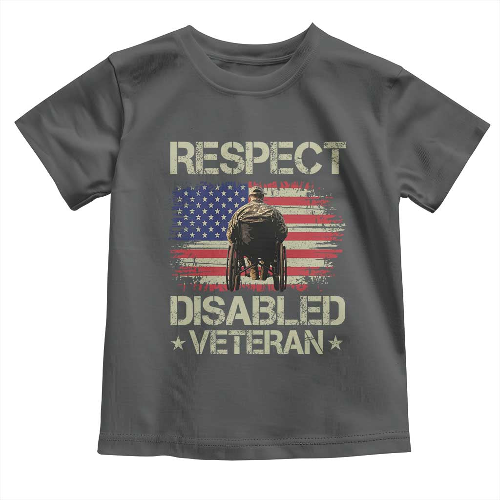 Respect Disabled Veteran Toddler T Shirt Military Soldier Vintage American Flag - Wonder Print Shop