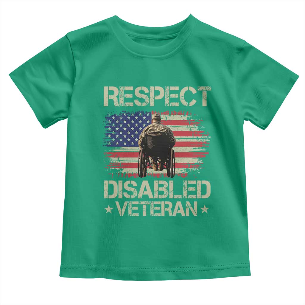 Respect Disabled Veteran Toddler T Shirt Military Soldier Vintage American Flag - Wonder Print Shop