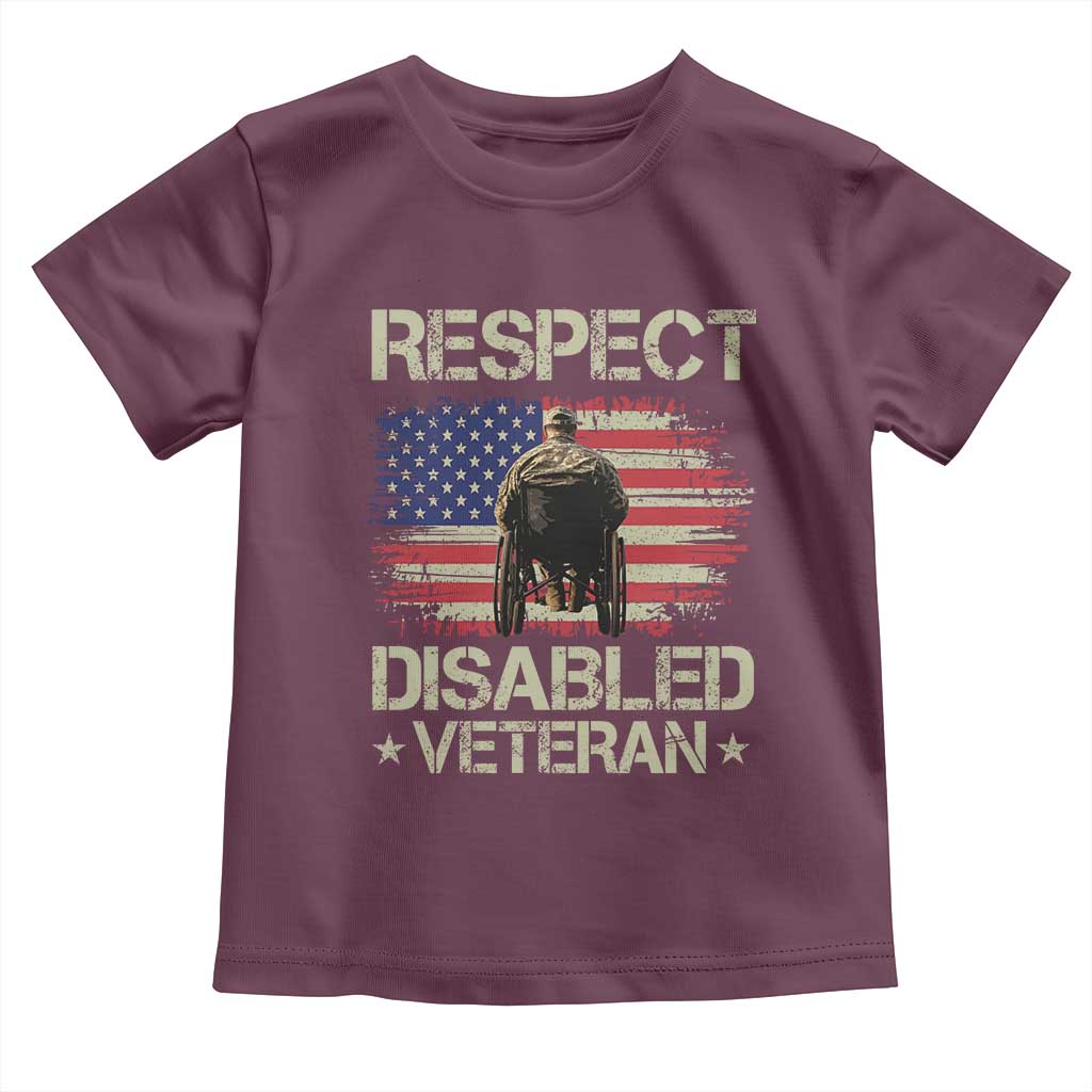 Respect Disabled Veteran Toddler T Shirt Military Soldier Vintage American Flag - Wonder Print Shop