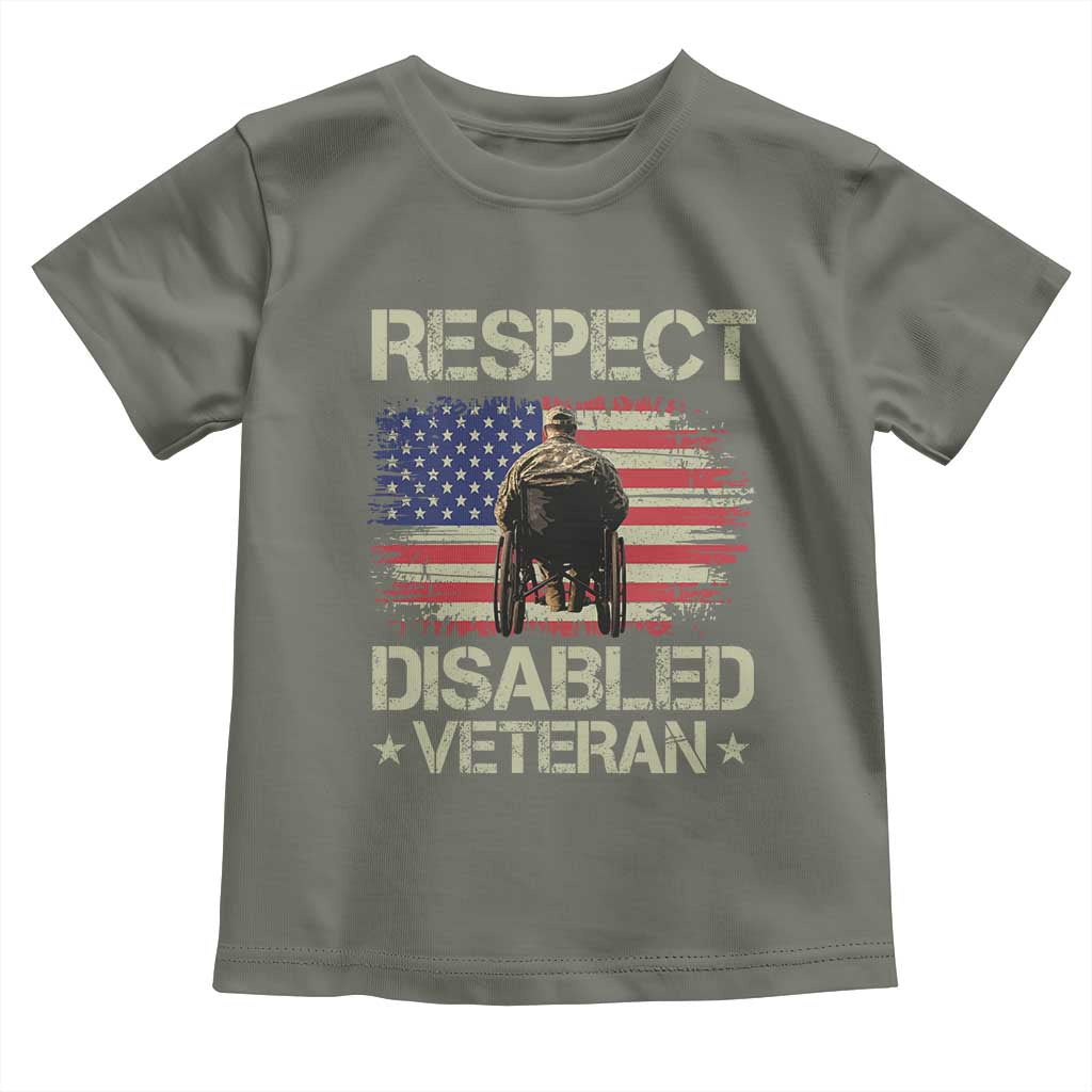 Respect Disabled Veteran Toddler T Shirt Military Soldier Vintage American Flag - Wonder Print Shop