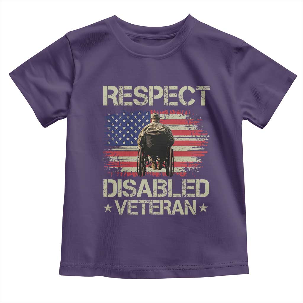 Respect Disabled Veteran Toddler T Shirt Military Soldier Vintage American Flag - Wonder Print Shop