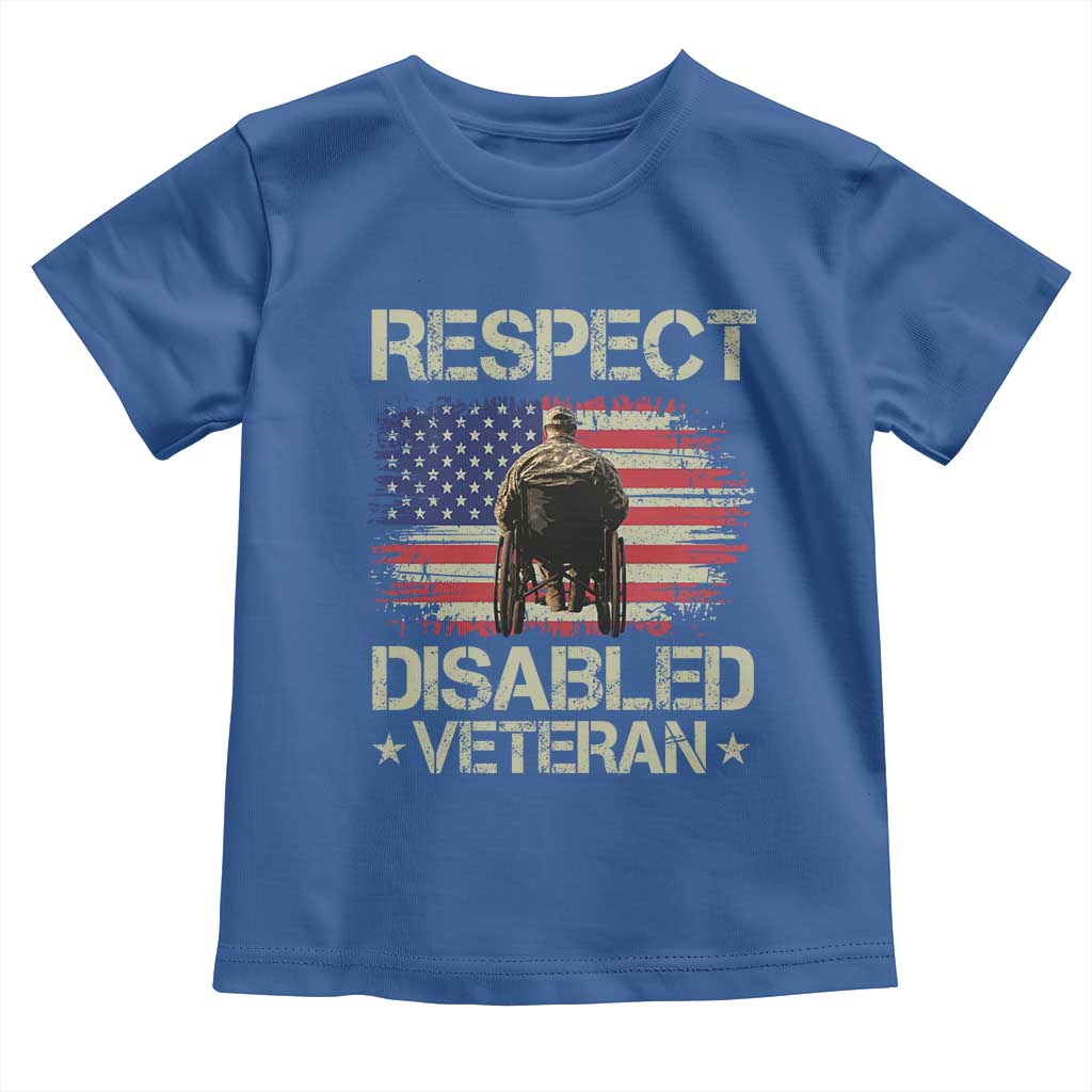 Respect Disabled Veteran Toddler T Shirt Military Soldier Vintage American Flag - Wonder Print Shop