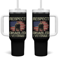 Respect Disabled Veteran Tumbler With Handle Military Soldier Vintage American Flag - Wonder Print Shop