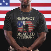 Respect Disabled Veteran T Shirt Military Soldier Vintage American Flag - Wonder Print Shop