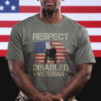 Respect Disabled Veteran T Shirt Military Soldier Vintage American Flag - Wonder Print Shop
