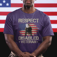 Respect Disabled Veteran T Shirt Military Soldier Vintage American Flag - Wonder Print Shop