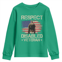 Respect Disabled Veteran Youth Sweatshirt Military Soldier Vintage American Flag - Wonder Print Shop