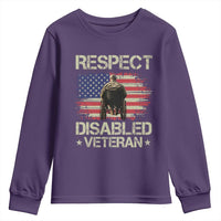 Respect Disabled Veteran Youth Sweatshirt Military Soldier Vintage American Flag - Wonder Print Shop