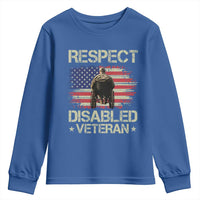 Respect Disabled Veteran Youth Sweatshirt Military Soldier Vintage American Flag - Wonder Print Shop