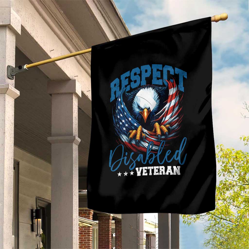 Respect Disabled Veteran Garden Flag Military Soldier American Flag Bald Eagle - Wonder Print Shop