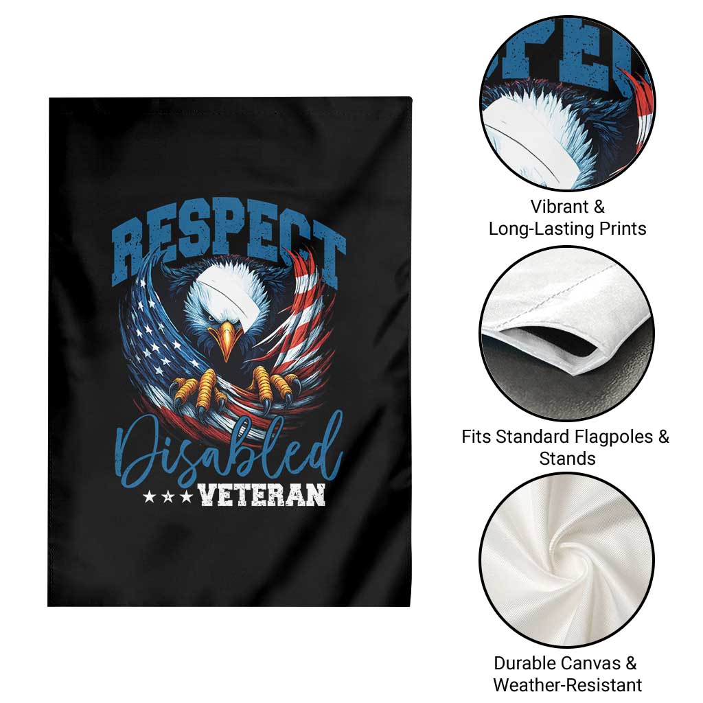 Respect Disabled Veteran Garden Flag Military Soldier American Flag Bald Eagle - Wonder Print Shop