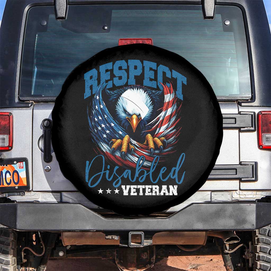 Respect Disabled Veteran Spare Tire Cover Military Soldier American Flag Bald Eagle - Wonder Print Shop