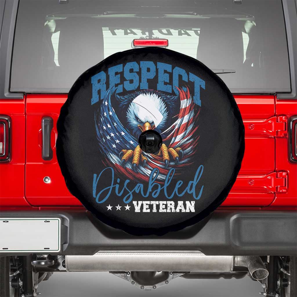 Respect Disabled Veteran Spare Tire Cover Military Soldier American Flag Bald Eagle - Wonder Print Shop