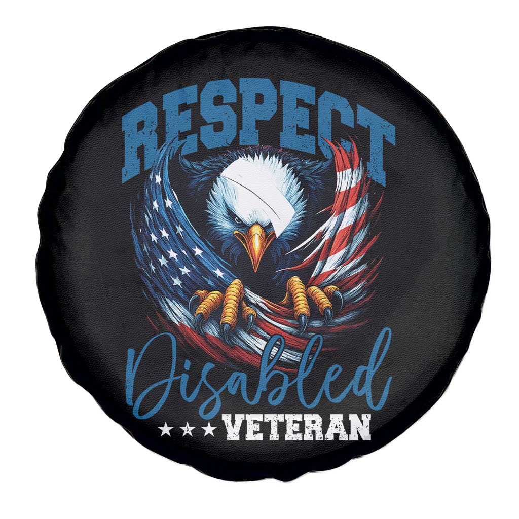 Respect Disabled Veteran Spare Tire Cover Military Soldier American Flag Bald Eagle - Wonder Print Shop